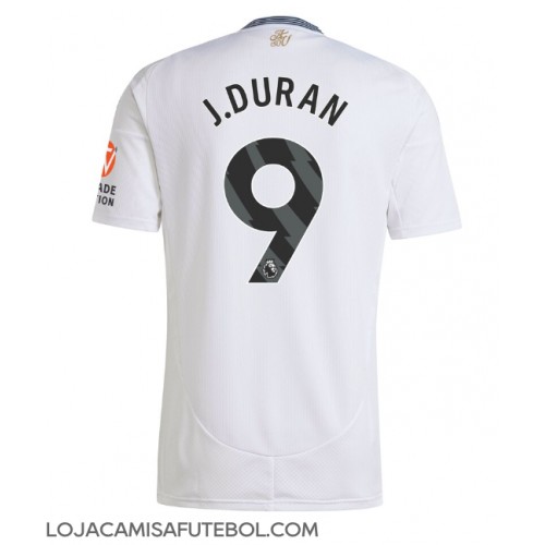 Camisa de Futebol Aston Villa Jhon Duran #9 Equipamento Secundário 2024-25 Manga Curta